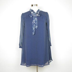 11•1• TYLHO Anthropologie Women's XXSp Blue & white polka dress shift dress ISLA